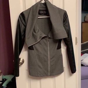 Faux leather sleeve jacket